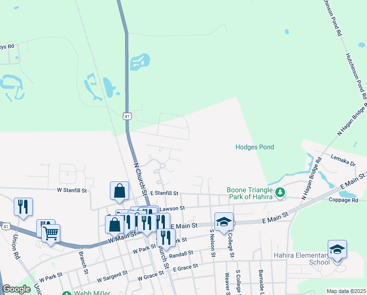 map of restaurants, bars, coffee shops, grocery stores, and more near 168 Mockingbird Crossing in Hahira