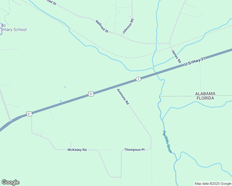 map of restaurants, bars, coffee shops, grocery stores, and more near 52923 Ammons Road in Perdido