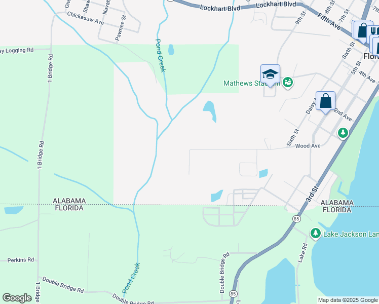 map of restaurants, bars, coffee shops, grocery stores, and more near 599 Fern Street in Florala