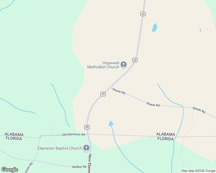 map of restaurants, bars, coffee shops, grocery stores, and more near County Road 20 in Florala