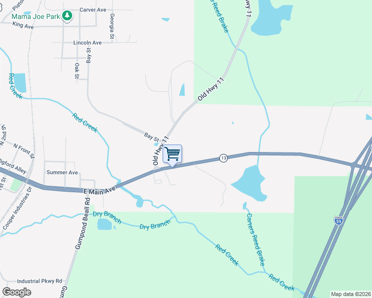 map of restaurants, bars, coffee shops, grocery stores, and more near 789 East Main Avenue in Lumberton