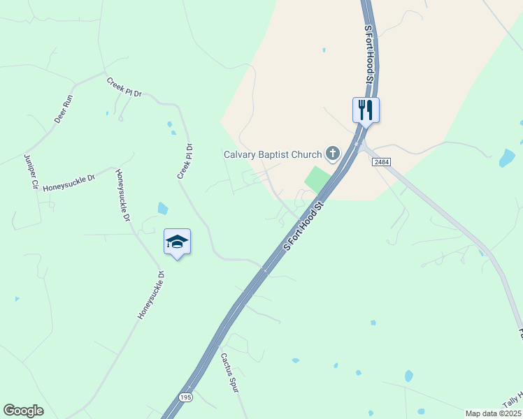 map of restaurants, bars, coffee shops, grocery stores, and more near 7129 Mountain View Drive in Killeen