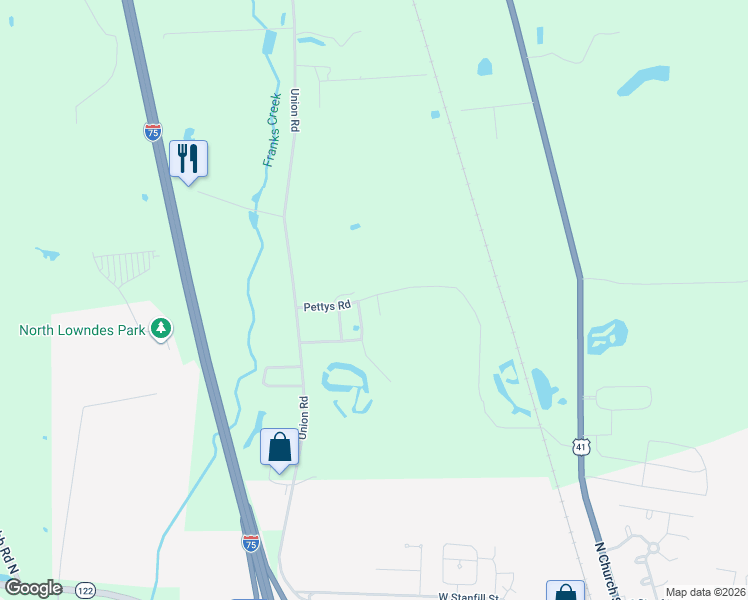 map of restaurants, bars, coffee shops, grocery stores, and more near Brandquist Lane in Hahira