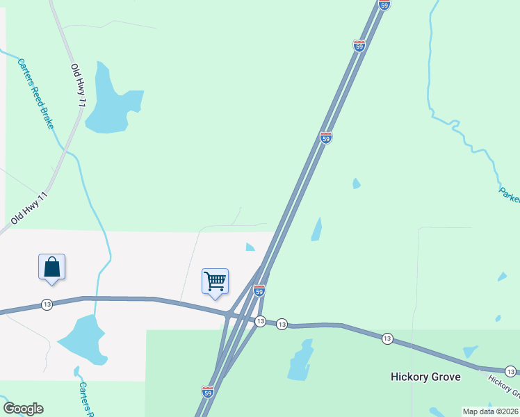 map of restaurants, bars, coffee shops, grocery stores, and more near Interstate 59 in Lumberton