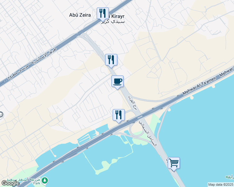 map of restaurants, bars, coffee shops, grocery stores, and more near Borg El-Arab Airport - North Coast Road in Borg El Arab