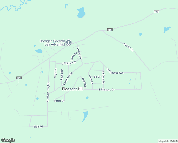 map of restaurants, bars, coffee shops, grocery stores, and more near 214 Larry Lane in Corrigan