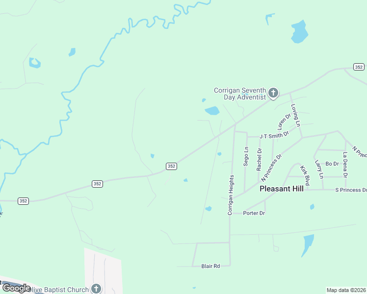 map of restaurants, bars, coffee shops, grocery stores, and more near 1447 Farm to Market Road 352 in Corrigan