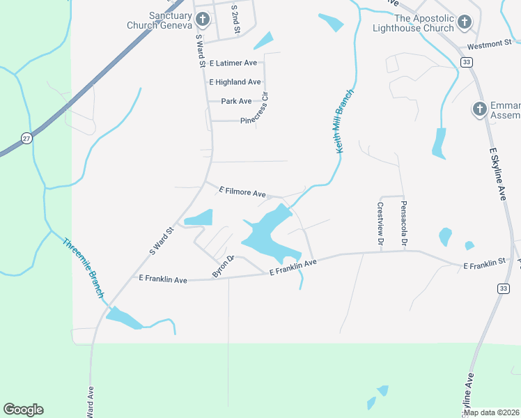 map of restaurants, bars, coffee shops, grocery stores, and more near 214 Springlake Drive in Geneva