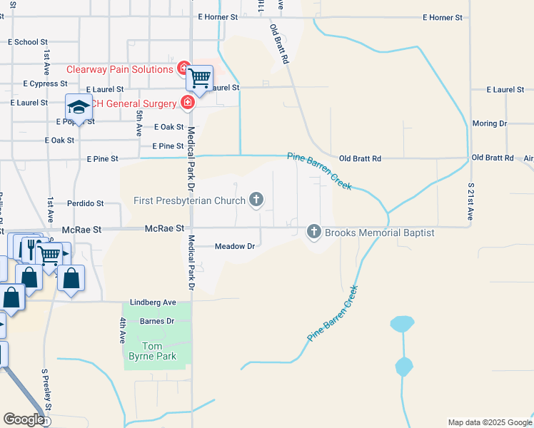 map of restaurants, bars, coffee shops, grocery stores, and more near 700-798 McRae St in Atmore