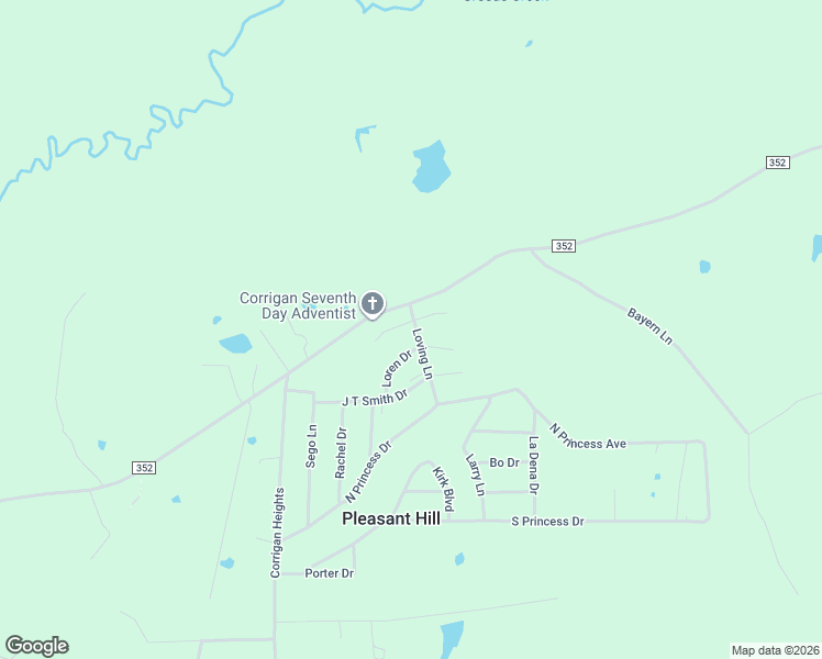 map of restaurants, bars, coffee shops, grocery stores, and more near 2144 Farm to Market Road 352 in Corrigan