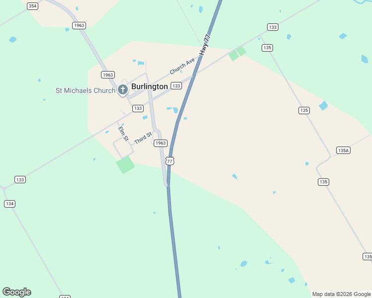 map of restaurants, bars, coffee shops, grocery stores, and more near 9746 U.S. 77 in Burlington