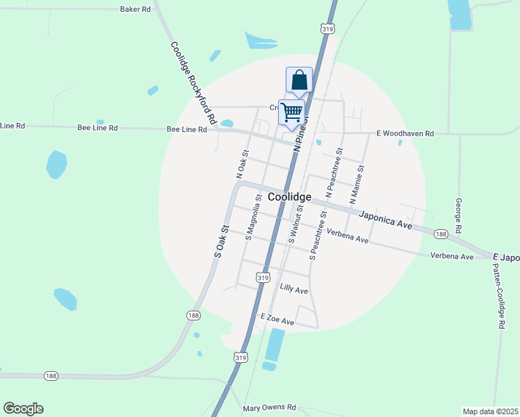 map of restaurants, bars, coffee shops, grocery stores, and more near 1092 West Verbena Avenue in Coolidge