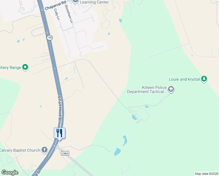 map of restaurants, bars, coffee shops, grocery stores, and more near Private Drive in Killeen