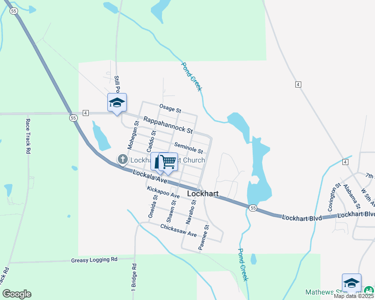 map of restaurants, bars, coffee shops, grocery stores, and more near in Lockhart