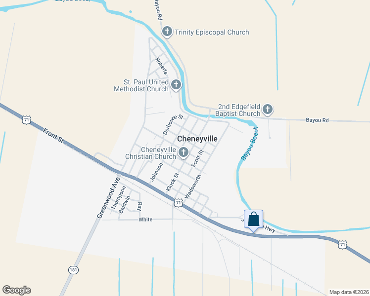 map of restaurants, bars, coffee shops, grocery stores, and more near 201-299 Ford in Cheneyville