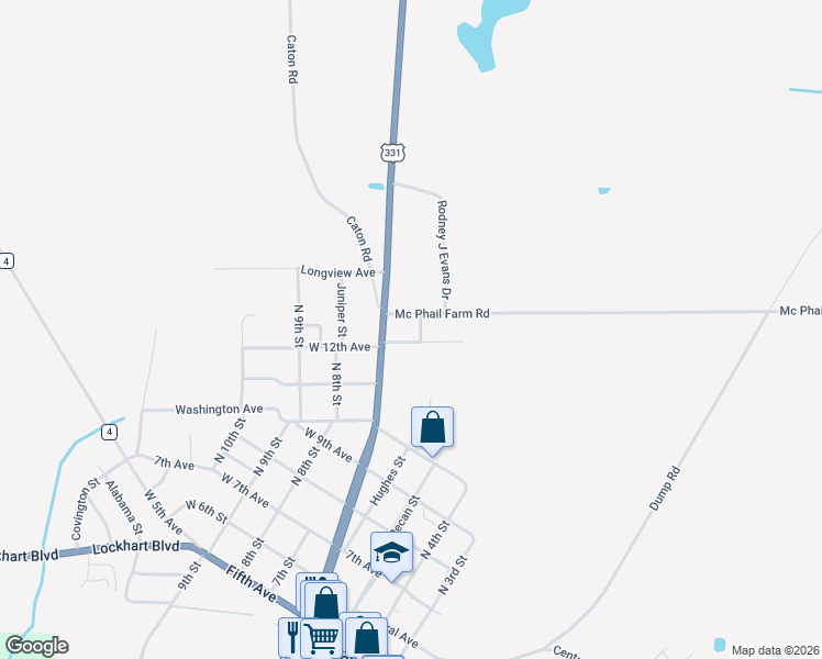 map of restaurants, bars, coffee shops, grocery stores, and more near Cooper Street in Florala