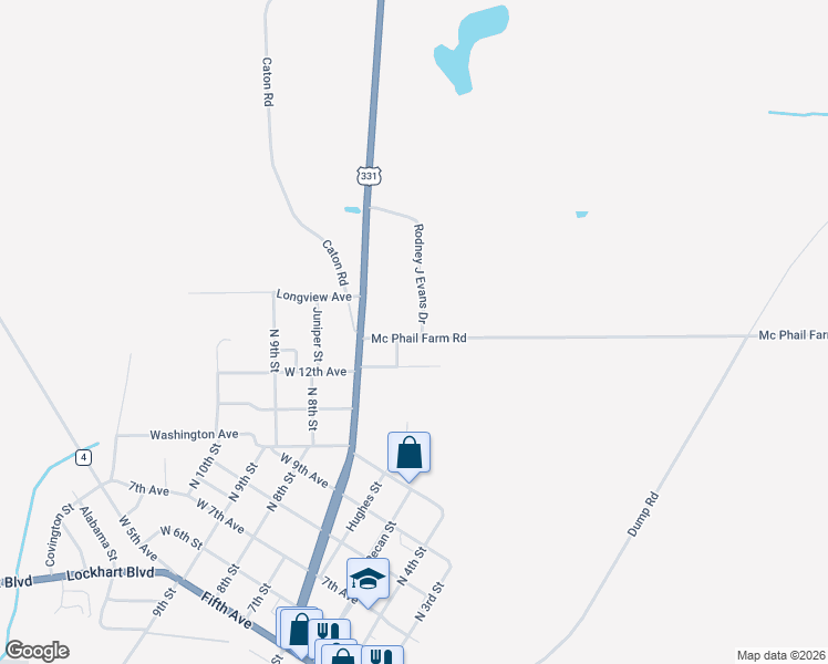 map of restaurants, bars, coffee shops, grocery stores, and more near Mc Phail Farm Road in Florala