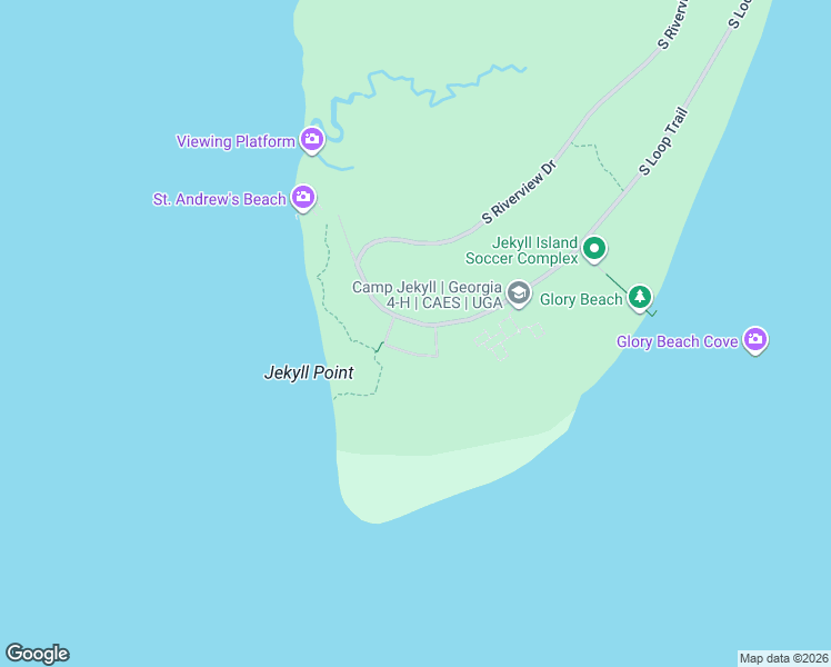map of restaurants, bars, coffee shops, grocery stores, and more near 794 South Beachview Drive in Jekyll Island