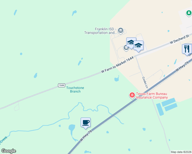map of restaurants, bars, coffee shops, grocery stores, and more near 2096 Farm to Market Road 1644 in Franklin