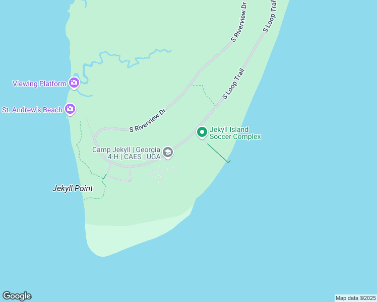 map of restaurants, bars, coffee shops, grocery stores, and more near 1 South Beachview Drive in Jekyll Island