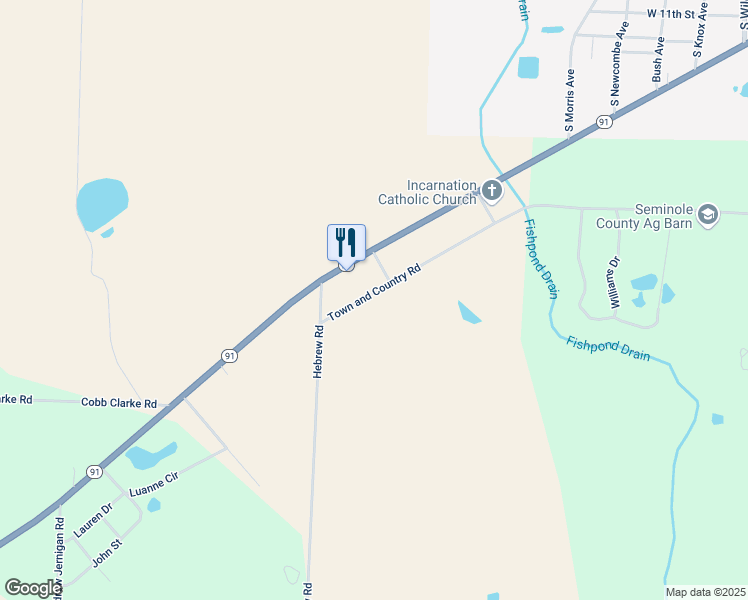 map of restaurants, bars, coffee shops, grocery stores, and more near 3185 Town and Country Road in Donalsonville