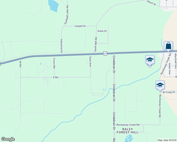 map of restaurants, bars, coffee shops, grocery stores, and more near 180 East Avenue in Atmore