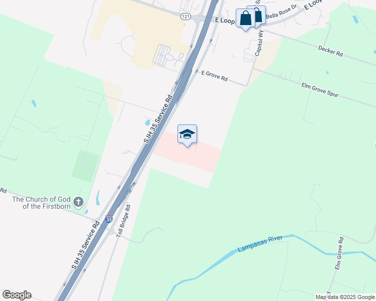 map of restaurants, bars, coffee shops, grocery stores, and more near 3500 North Interstate Highway 35 in Round Rock