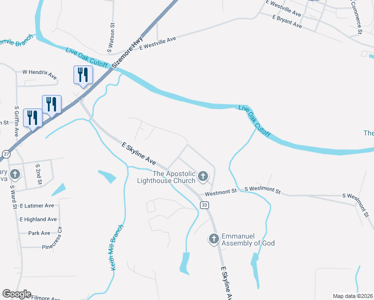 map of restaurants, bars, coffee shops, grocery stores, and more near 601 South Radio Hill Street in Geneva