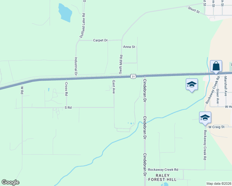 map of restaurants, bars, coffee shops, grocery stores, and more near 127 East Avenue in Atmore