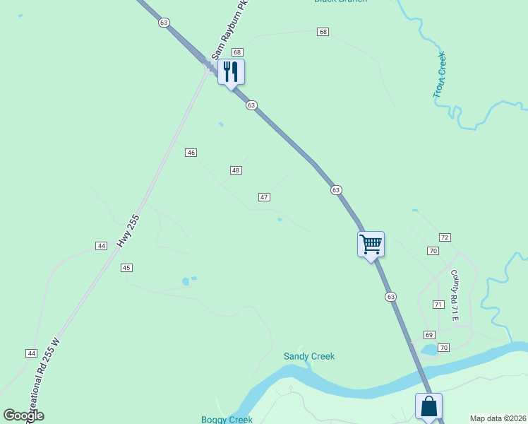 map of restaurants, bars, coffee shops, grocery stores, and more near 569 County Road 46 in Jasper