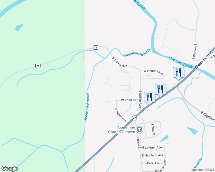 map of restaurants, bars, coffee shops, grocery stores, and more near 1101 West Hickory Avenue in Geneva
