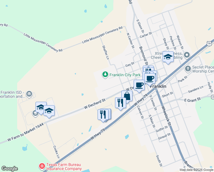 map of restaurants, bars, coffee shops, grocery stores, and more near 515 Morgan Street in Franklin