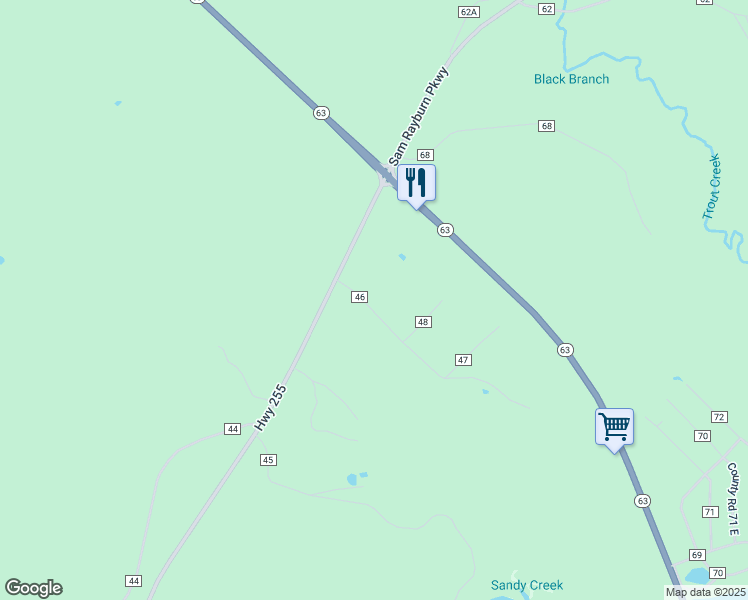 map of restaurants, bars, coffee shops, grocery stores, and more near 225 County Road 046 in Jasper County