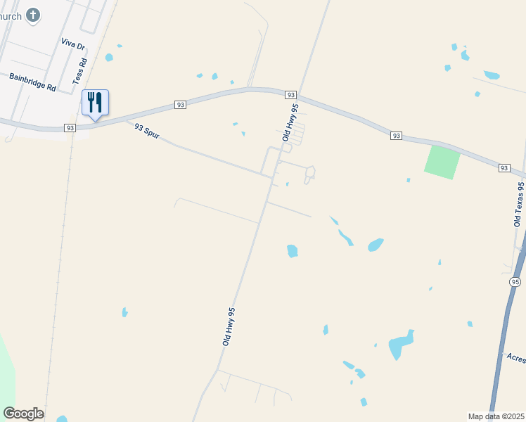 map of restaurants, bars, coffee shops, grocery stores, and more near 7145 Old Highway 95 in Temple