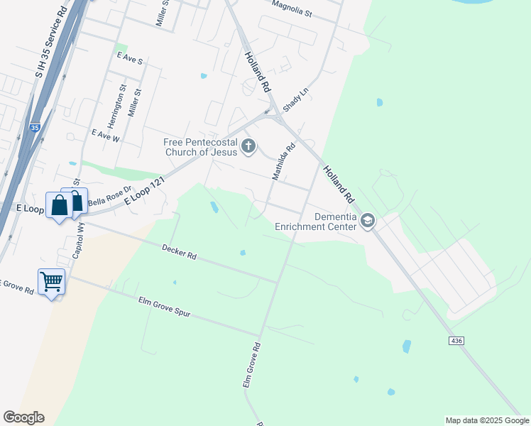 map of restaurants, bars, coffee shops, grocery stores, and more near 223 Butler Lane in Belton