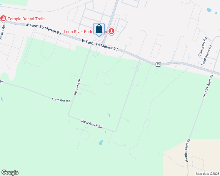 map of restaurants, bars, coffee shops, grocery stores, and more near 7317 Boutwell Drive in Temple