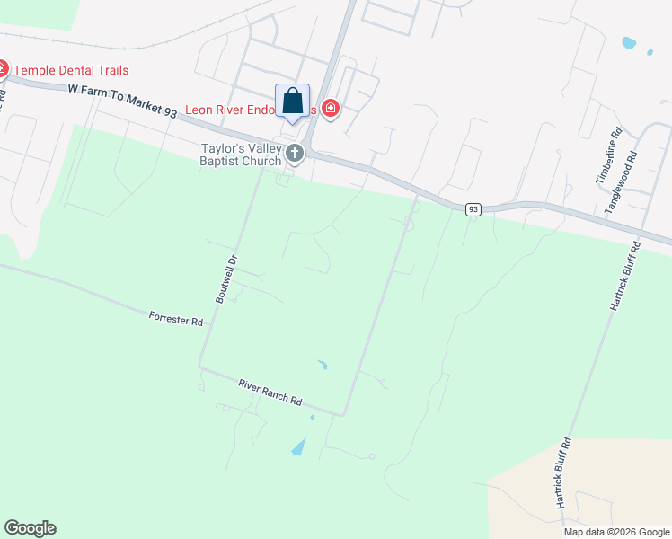 map of restaurants, bars, coffee shops, grocery stores, and more near 7568 Boutwell Lane East in Temple