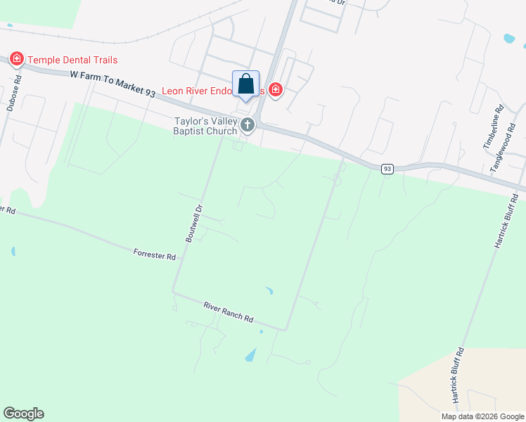 map of restaurants, bars, coffee shops, grocery stores, and more near 2041 West Fm 93 Highway in Temple