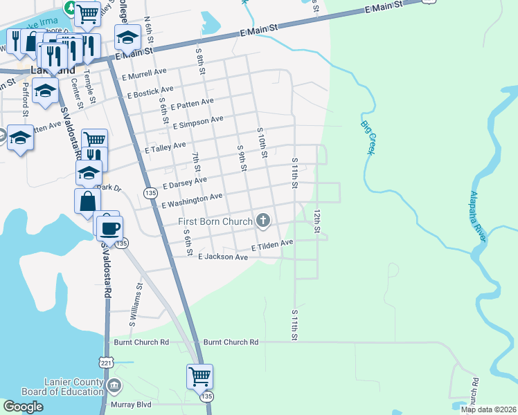 map of restaurants, bars, coffee shops, grocery stores, and more near 912 Martin Luther King Avenue in Lakeland