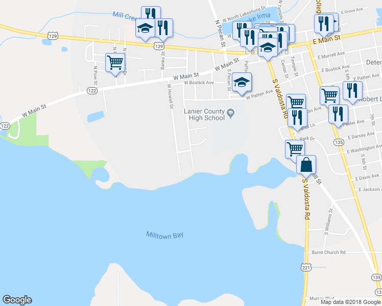 map of restaurants, bars, coffee shops, grocery stores, and more near 2 East Howell Drive in Lakeland