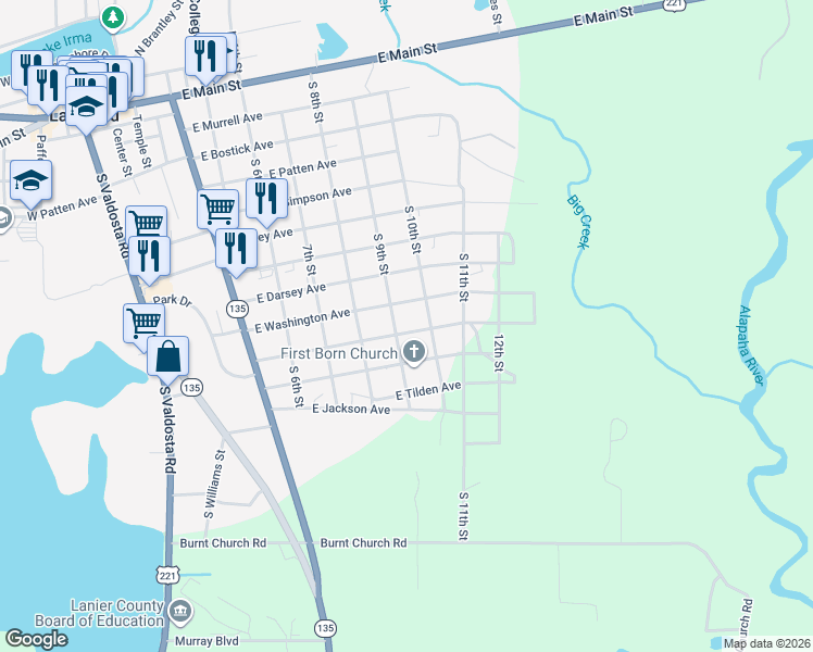 map of restaurants, bars, coffee shops, grocery stores, and more near 912 Martin Luther King Avenue in Lakeland