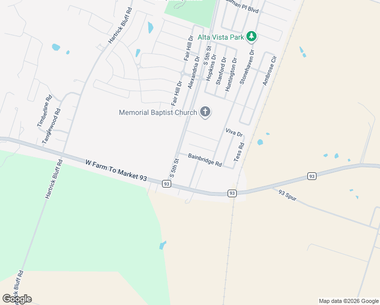 map of restaurants, bars, coffee shops, grocery stores, and more near 221 Bainbridge Road in Temple