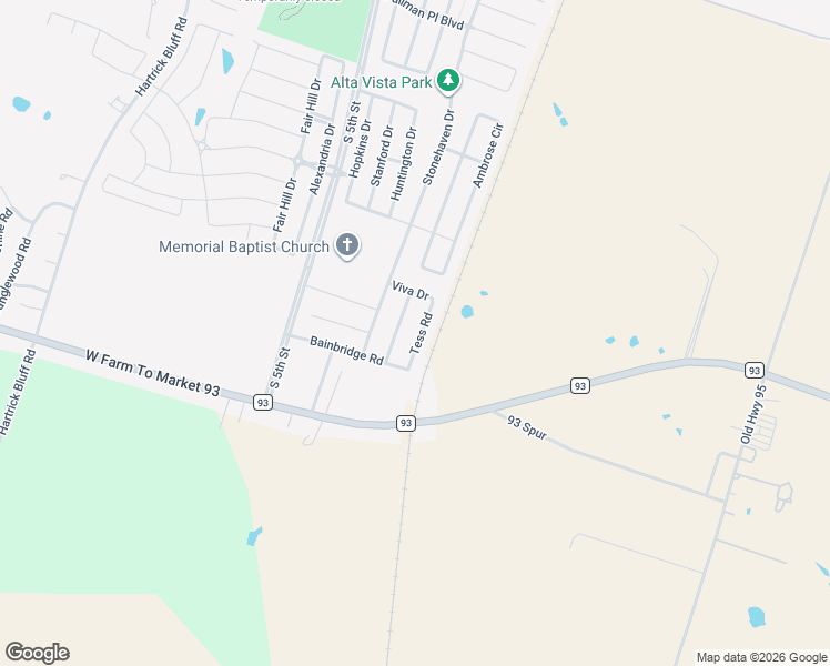 map of restaurants, bars, coffee shops, grocery stores, and more near 6328 Tess Road in Temple