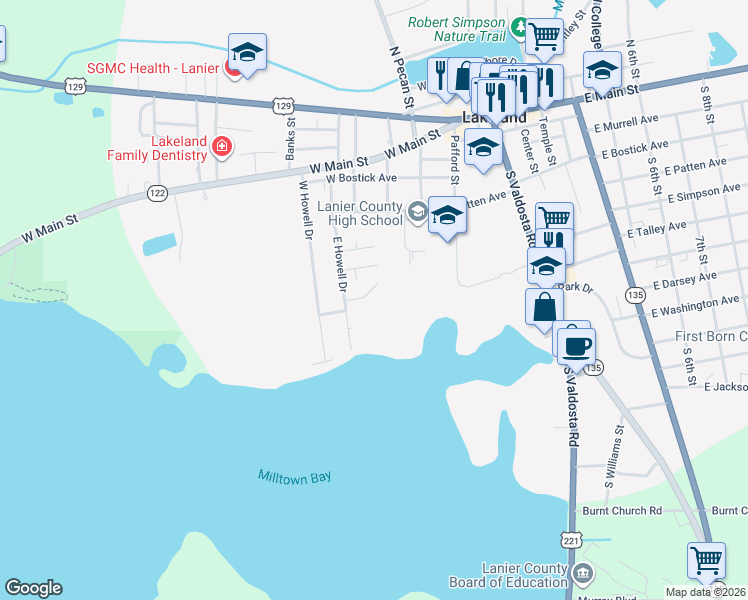 map of restaurants, bars, coffee shops, grocery stores, and more near 17 Whispering Pines Circle North in Lakeland