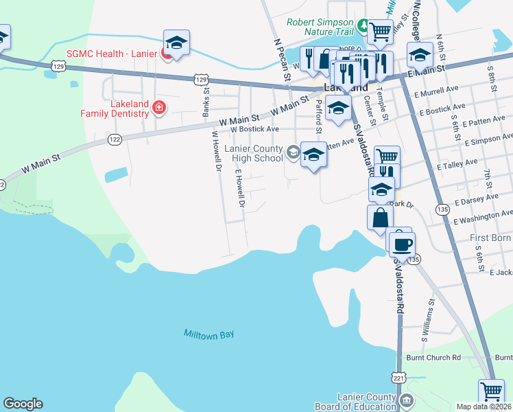 map of restaurants, bars, coffee shops, grocery stores, and more near 17 Whispering Pines Circle North in Lakeland