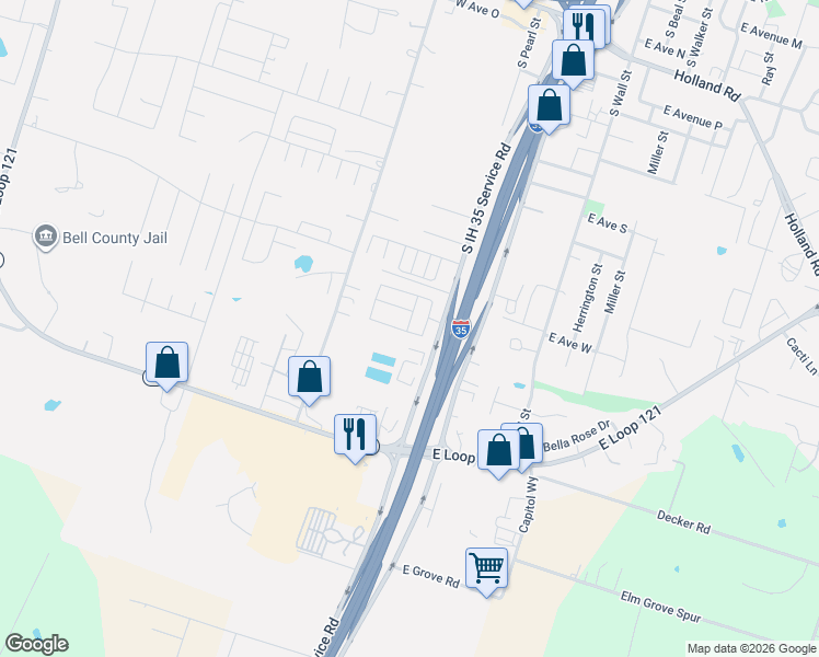 map of restaurants, bars, coffee shops, grocery stores, and more near 314 Dogwood Lane in Belton