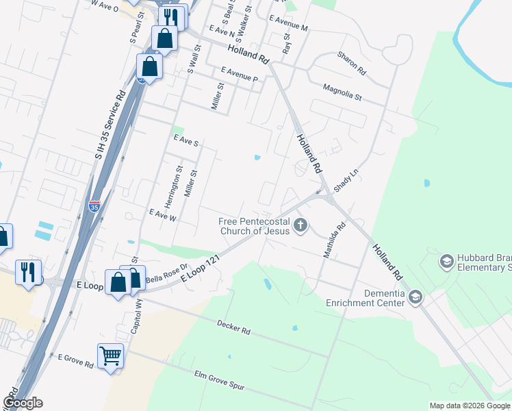 map of restaurants, bars, coffee shops, grocery stores, and more near 1808 Freedom Loop in Belton