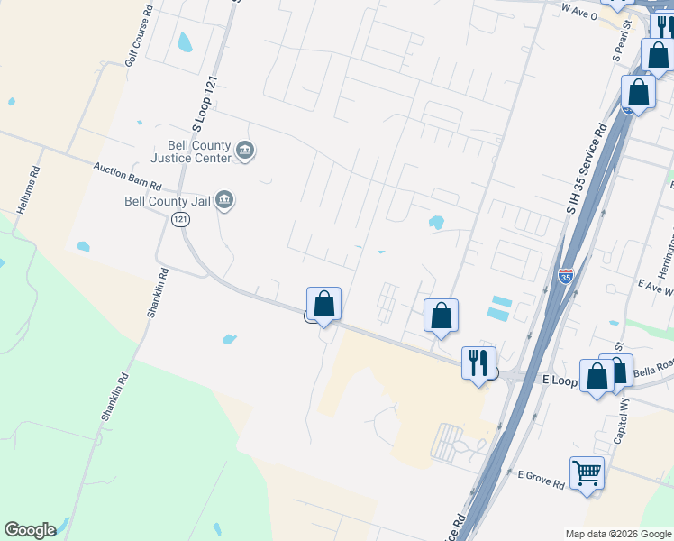 map of restaurants, bars, coffee shops, grocery stores, and more near 839 Liberty Park Drive in Belton