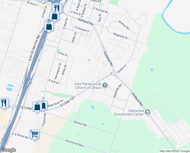 map of restaurants, bars, coffee shops, grocery stores, and more near 1909 Liberty Hill Drive in Belton