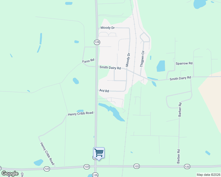 map of restaurants, bars, coffee shops, grocery stores, and more near 62 South And D Lane in Ray City